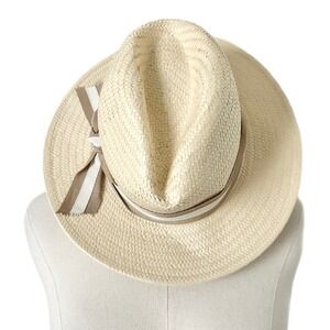 NEW Madewell Biltmore Straw Hat Panama Style Ribbon Bow Women's